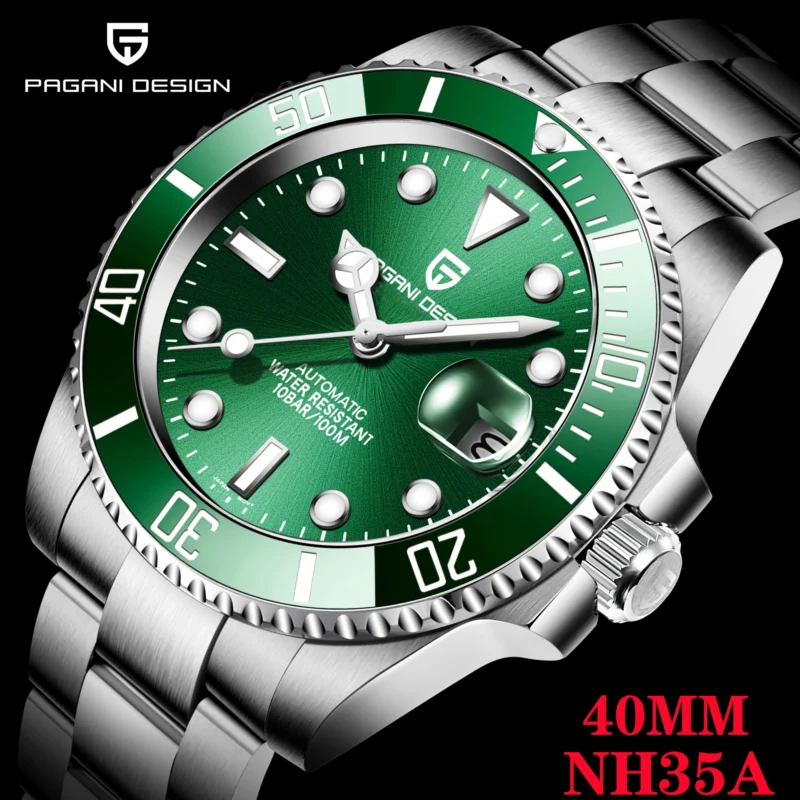 Professional Automatic Dive Watch with Sapphire Crystal and Stainless Steel Bracelet - Image 2