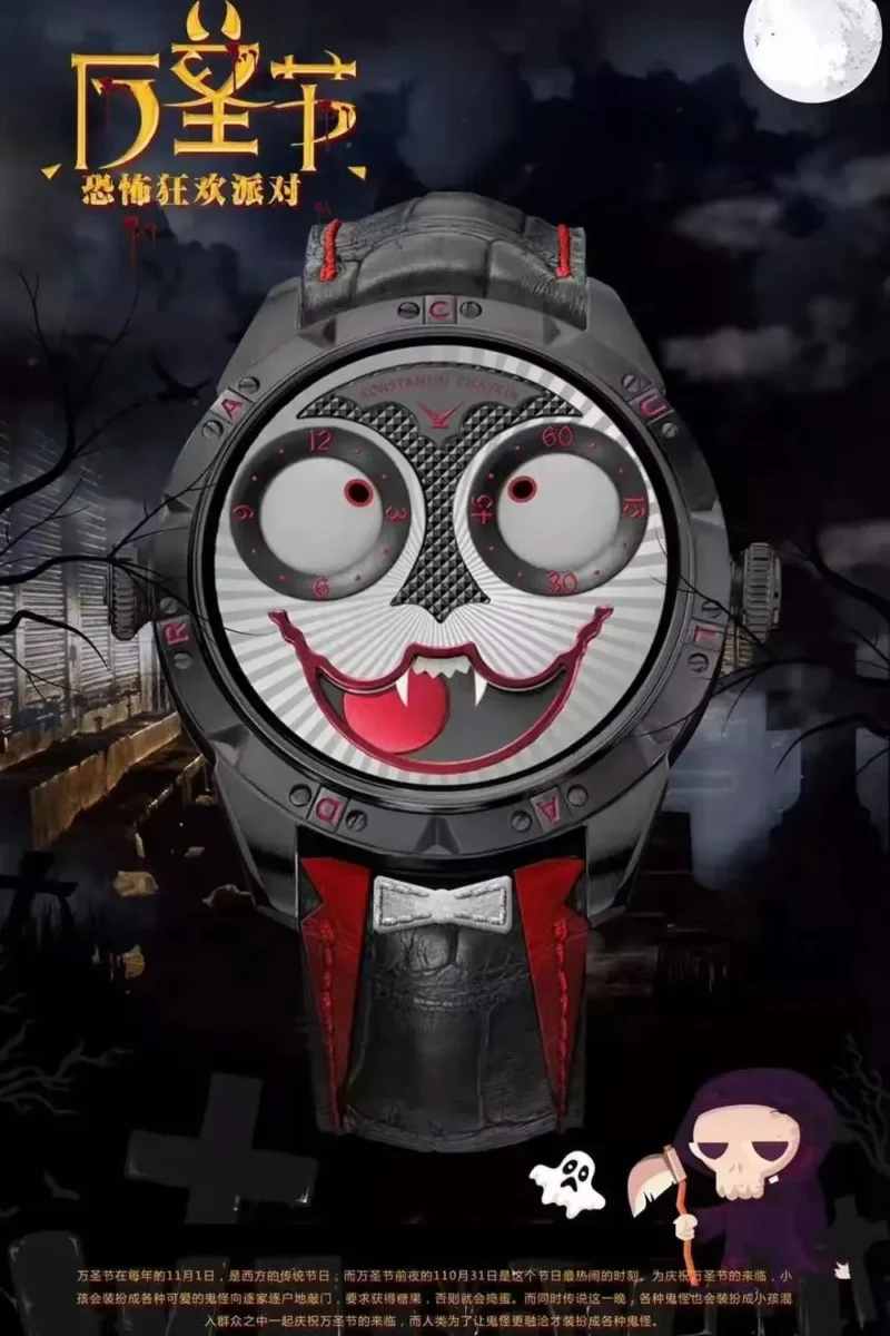 Joker Automatic Mechanical Watch with Moon Phase Display and Genuine Leather Strap - Image 11