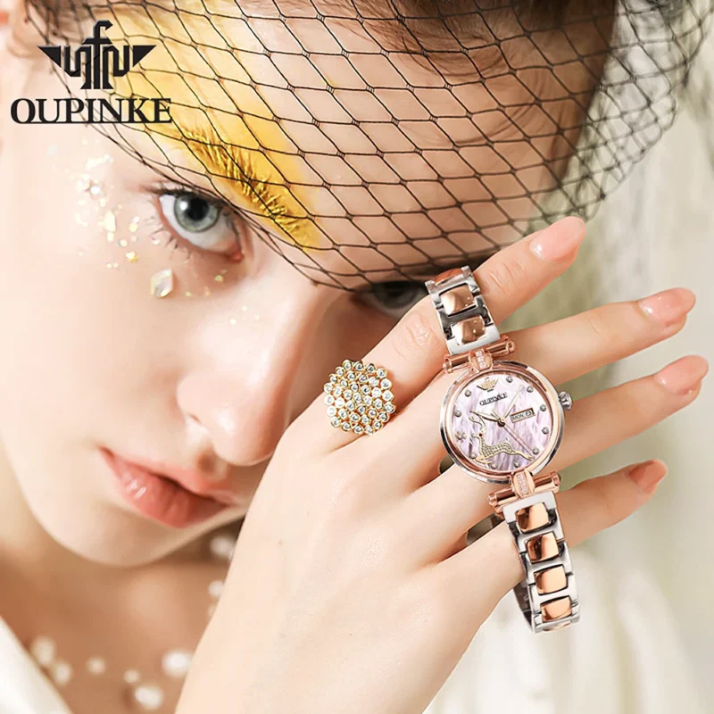 Luxury Women's Automatic Watch with Sapphire Crystal and Ceramic Bracelet - Image 5
