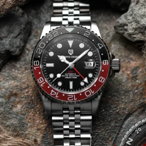 GMT Professional Automatic Watch with Sapphire Crystal and Stainless Steel Bracelet