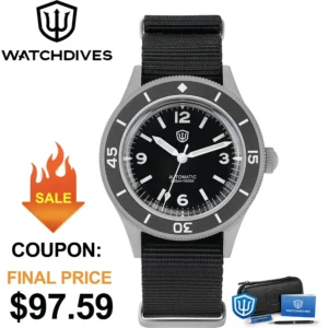 50-Fathoms Professional Dive Automatic Watch with Sapphire Crystal and Nylon Strap