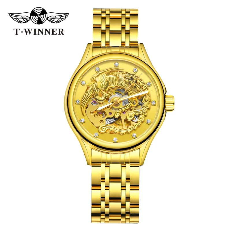 Luxury Skeleton Automatic Ladies Watch with Diamond Dial and Stainless Steel Bracelet - Image 8