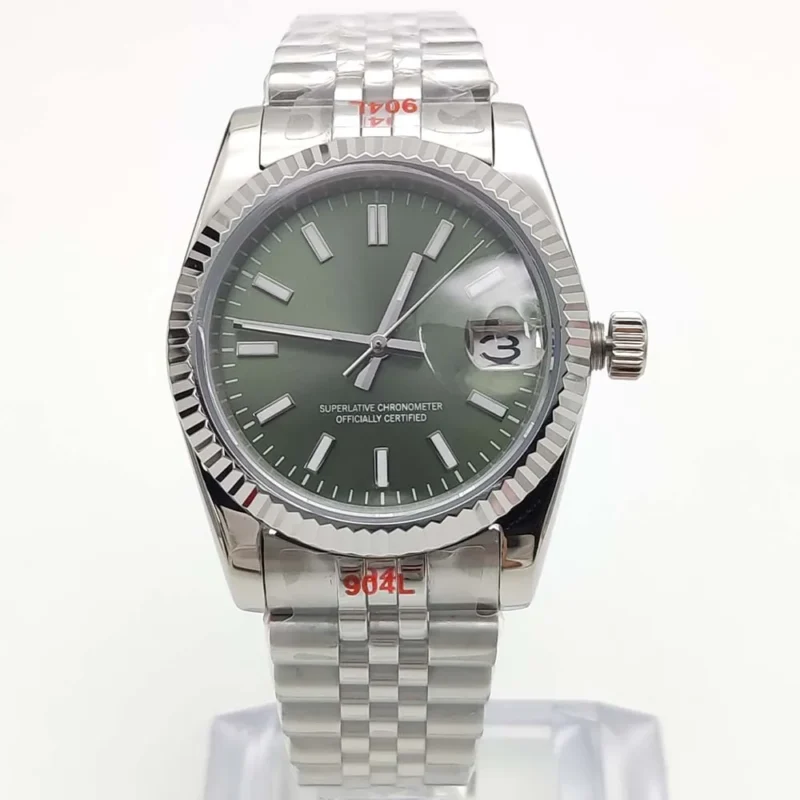 Classic Men's Automatic 36mm Watch with Luminous Dial and Stainless Steel Bracelet - Image 2