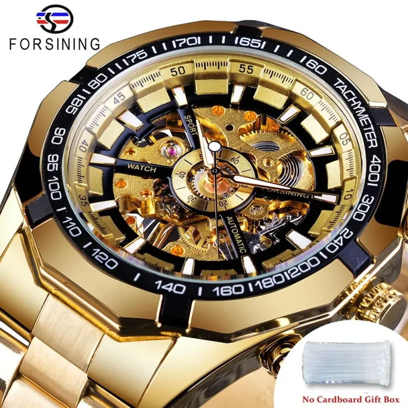 Luxury Skeleton Automatic Watch with Transparent Dial and Stainless Steel Bracelet - Image 7