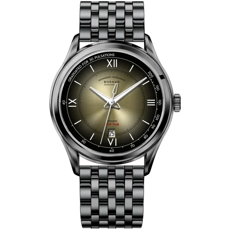 Classic Gradient Dial Automatic Watch with Sapphire Crystal and Leather Strap - Image 16