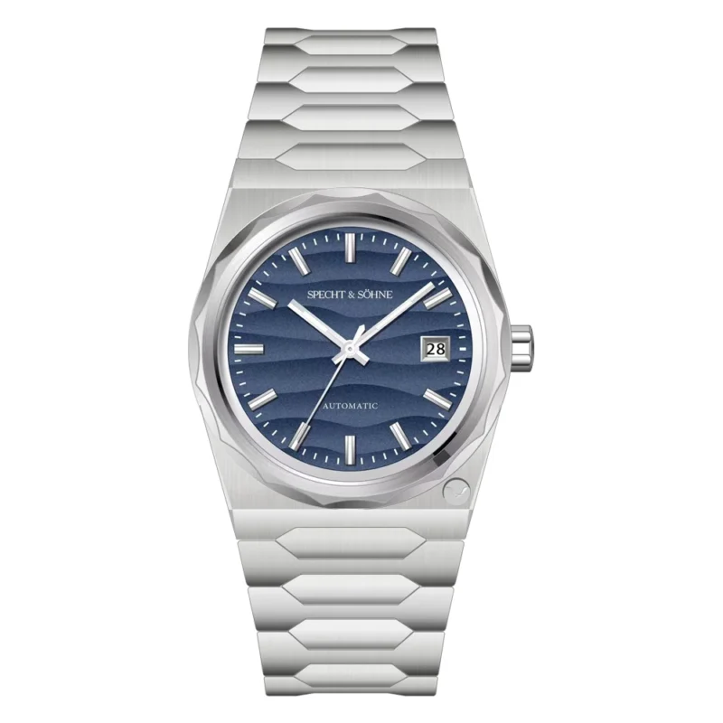 Elegant Blue Dial Automatic Watch with Sapphire Crystal and Stainless Steel Bracelet - Image 18