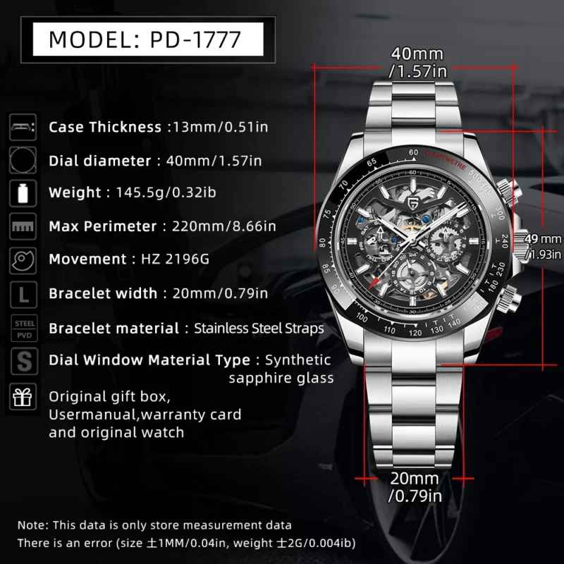 PAGANI DESIGN Luxury Automatic Dive Watch with Rainbow Bezel and Stainless Steel Bracelet - Image 2