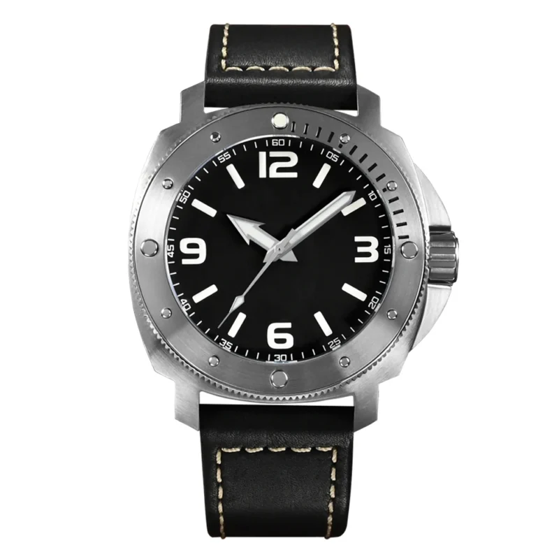 Professional Dive Automatic Watch with Sapphire Crystal and Leather Strap - Image 8