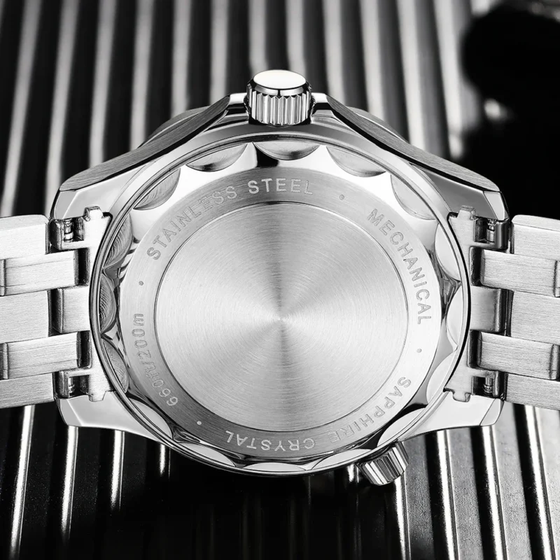 Professional Automatic Dive Watch with Sapphire Crystal and Mesh Bracelet 200M Water Resistant - Image 4