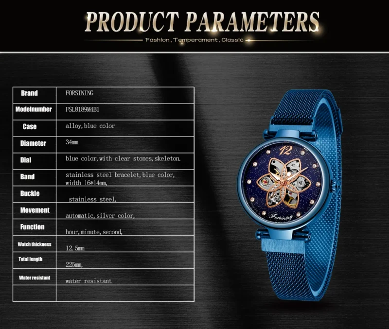 Starry Sky Open Heart Automatic Watch with Rose Gold Case and Stainless Steel Bracelet - Image 5