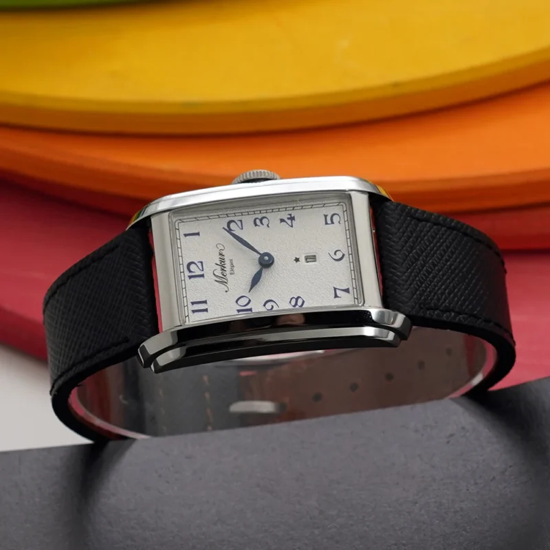 Rectangular Automatic Watch with Sapphire Crystal and Leather Strap - Image 13