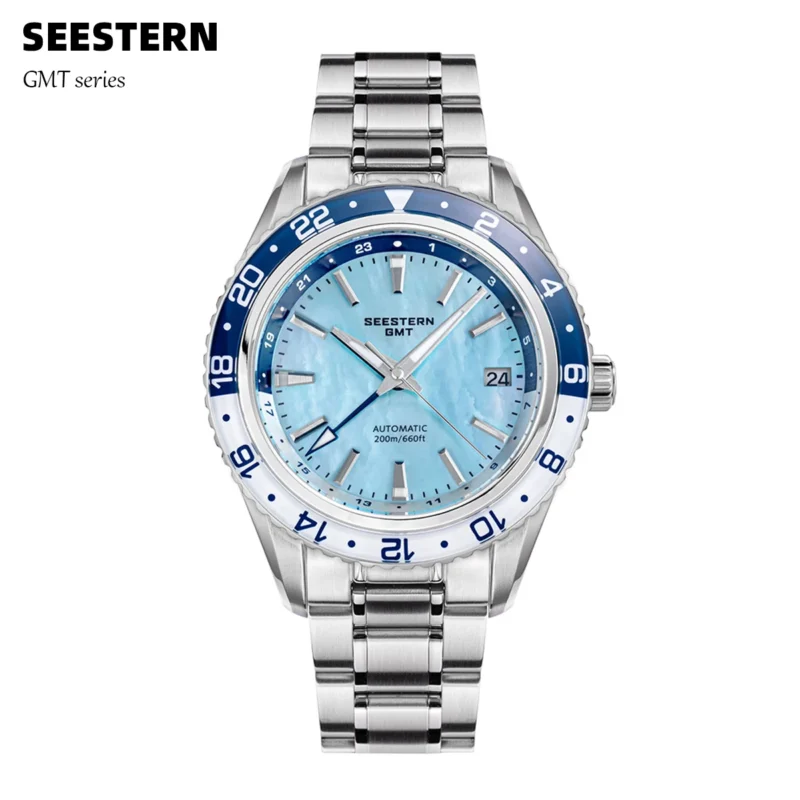 Professional GMT Dive Watch Automatic NH34 Movement with Sapphire Crystal and Stainless Steel Bracelet