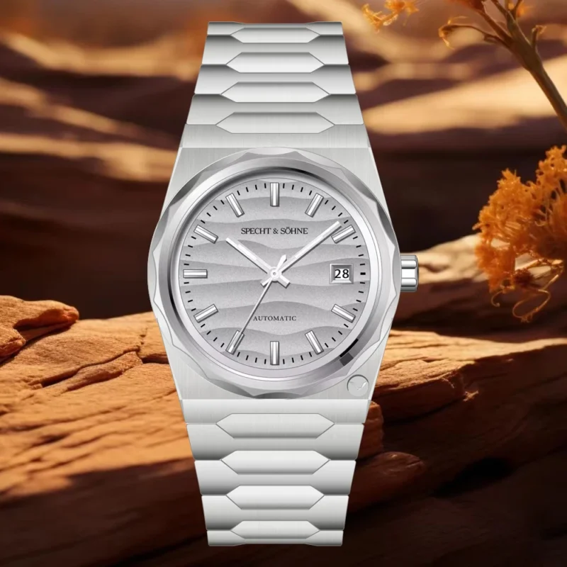 Elegant Blue Dial Automatic Watch with Sapphire Crystal and Stainless Steel Bracelet - Image 6