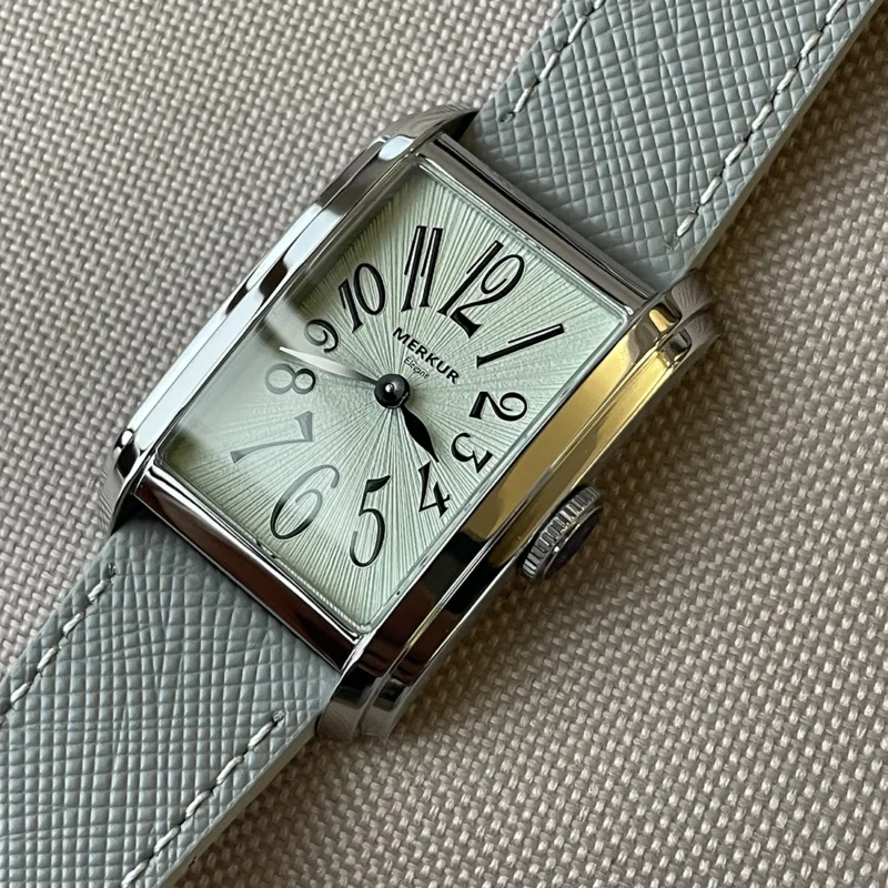 Rectangular Automatic Watch with Sapphire Crystal and Leather Strap - Image 18