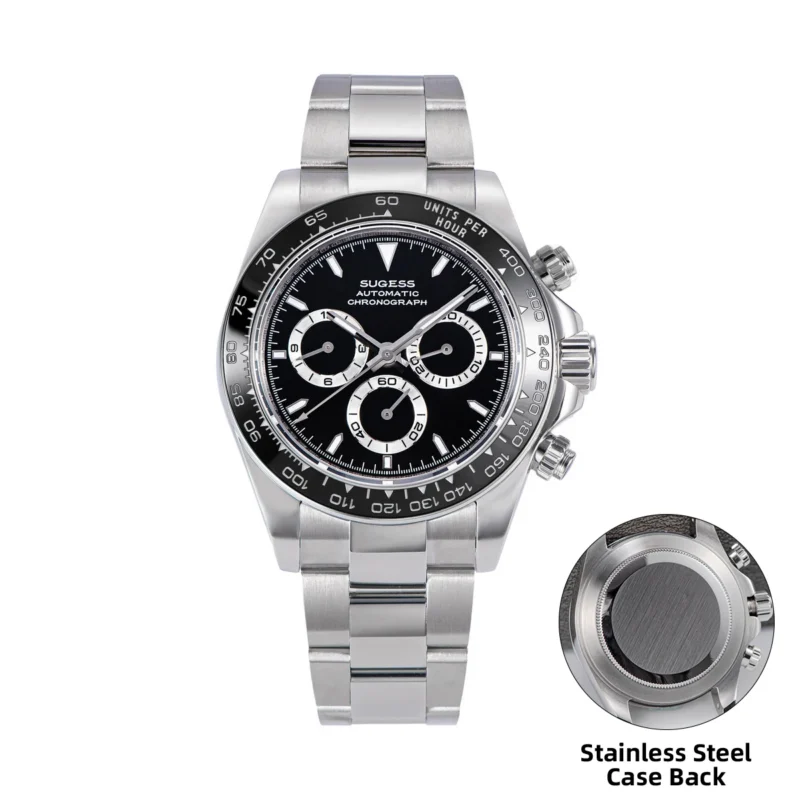 Professional Panda Dial Chronograph Automatic Watch with Ceramic Bezel and Stainless Steel Bracelet - Image 18