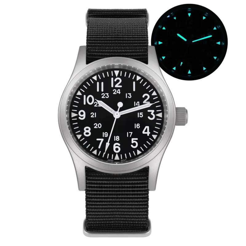 Vintage Military Field Quartz Watch with Sweep Second Hand and Sapphire Crystal - Image 7