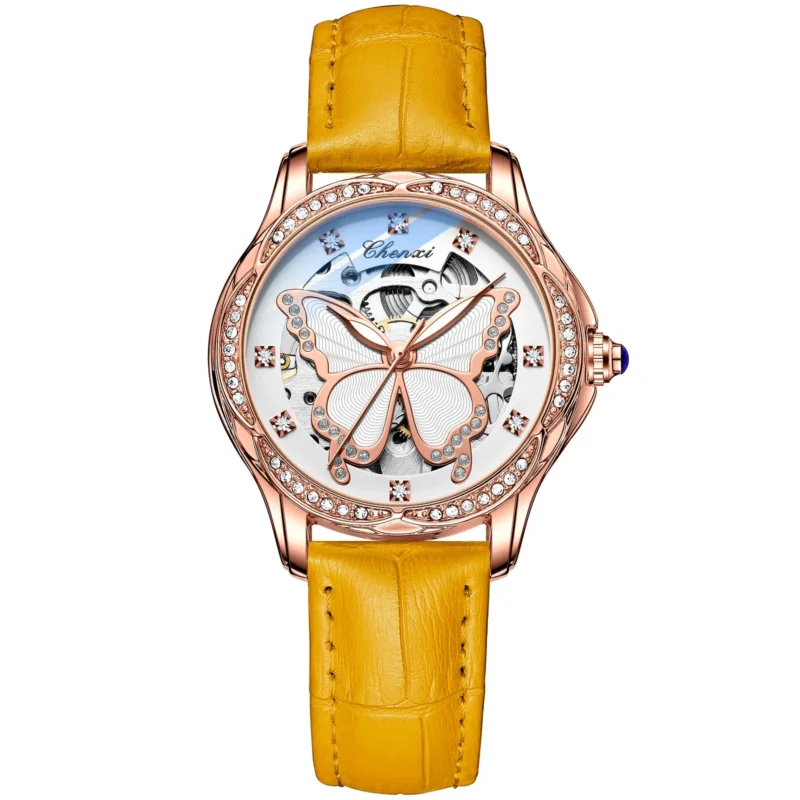 Ladies Luxury Automatic Watch with Skeleton Dial and Stainless Steel Bracelet - Image 7