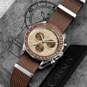 Classic Chronograph Quartz Watch with Sapphire Crystal and Canvas Strap