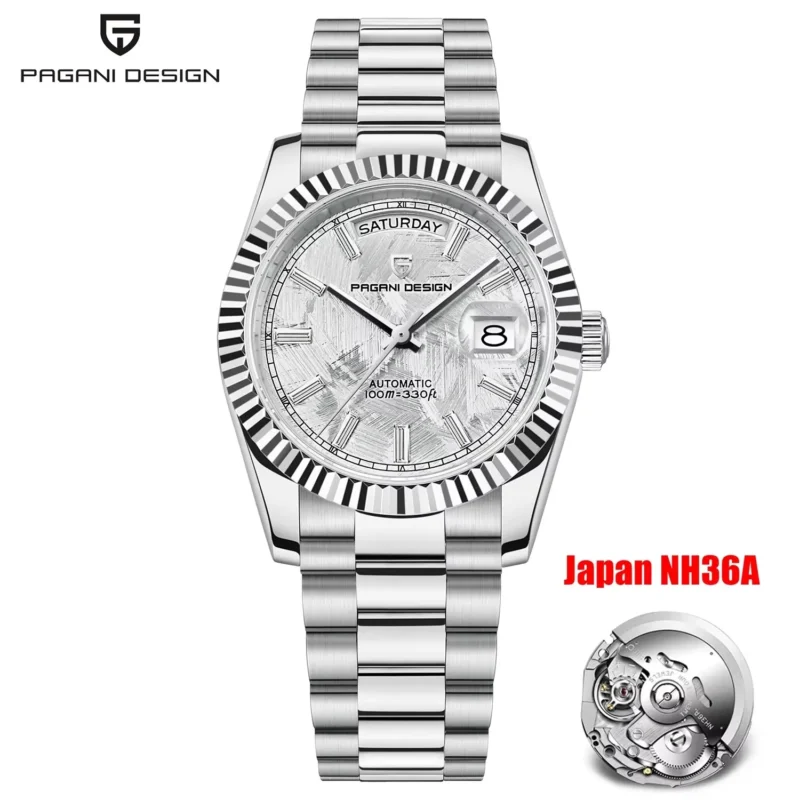 Luxury Automatic Rose Gold Watch with Sapphire Crystal and Complete Calendar Stainless Steel Bracelet - Image 17
