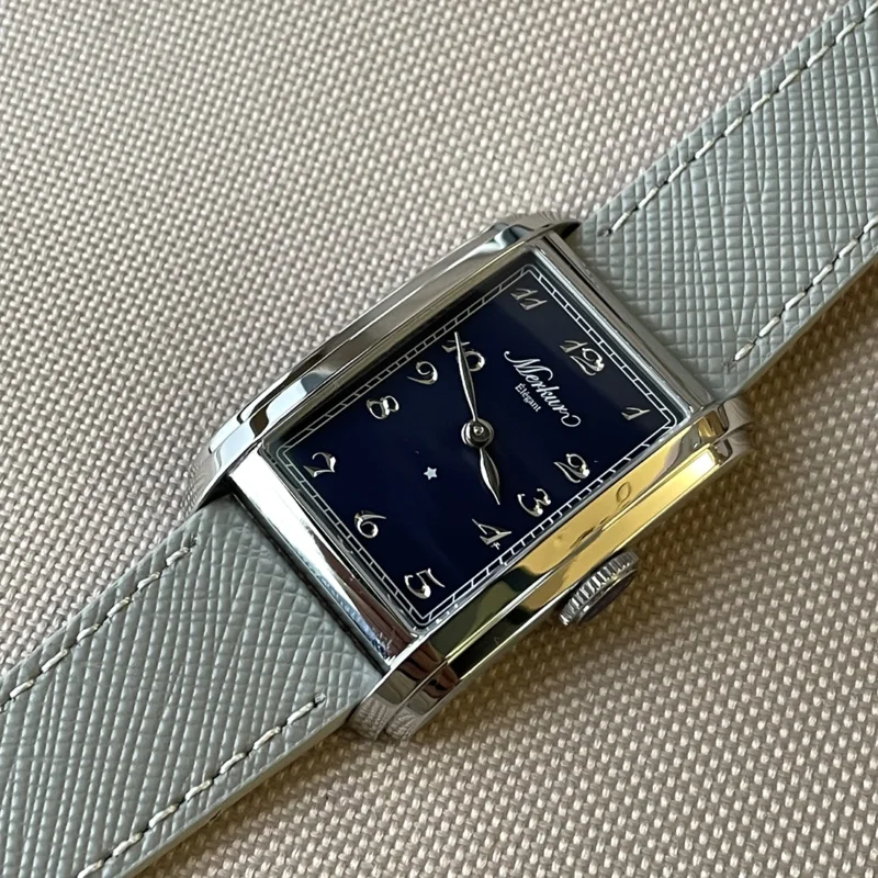 Rectangular Automatic Watch with Sapphire Crystal and Leather Strap - Image 16