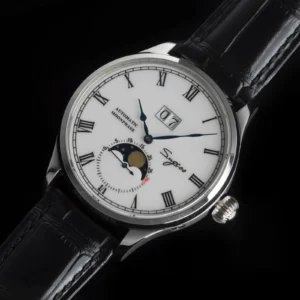 Luxury Automatic Moonphase Watch with Sapphire Crystal and Leather Strap