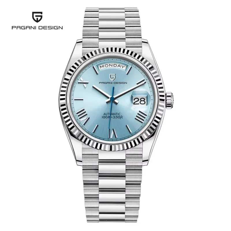 Luxury Automatic Rose Gold Watch with Sapphire Crystal and Complete Calendar Steel Bracelet - Image 14