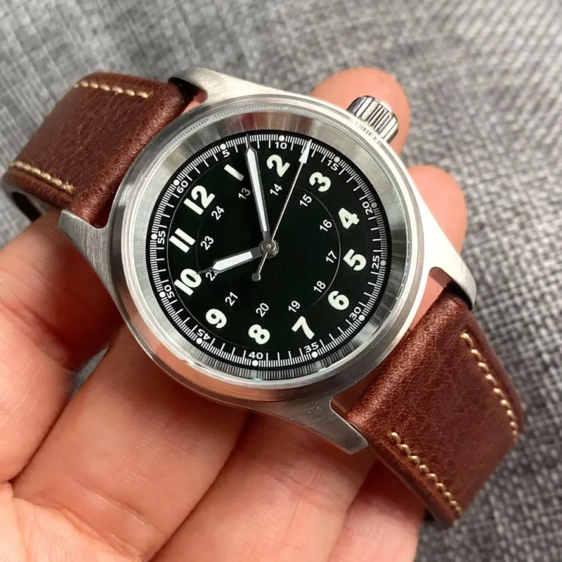 Vintage Bronze 36mm Automatic Pilot Watch with Sapphire Crystal and Leather Strap - Image 21