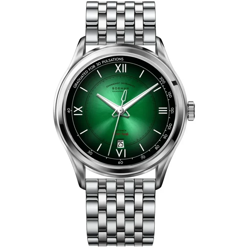 Classic Gradient Dial Automatic Watch with Sapphire Crystal and Leather Strap - Image 15