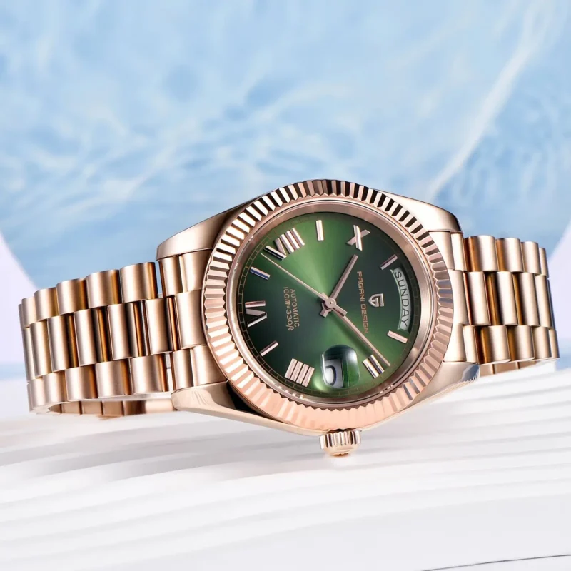 Classic Rose Gold Automatic Watch With Sapphire Crystal And Stainless Steel Bracelet - Image 3