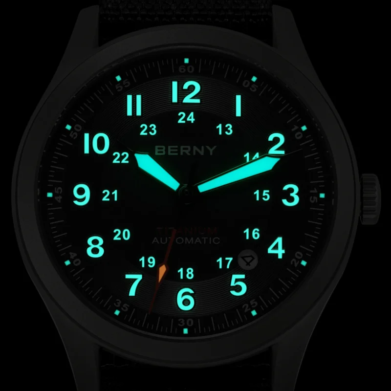 Titanium Field Automatic Watch with Sapphire Crystal and Canvas Strap - Image 3
