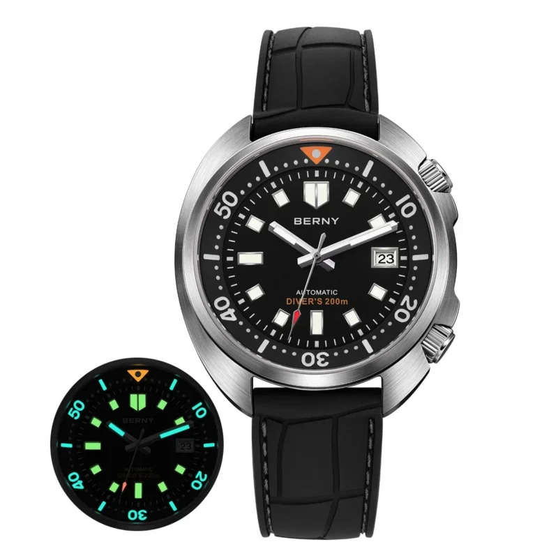 Professional Automatic Dive Watch with Sapphire Crystal and Stainless Steel Bracelet - Image 9