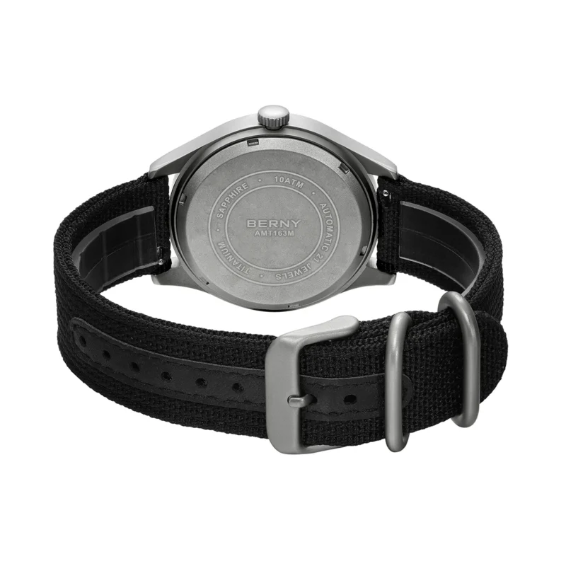 Titanium Field Automatic Watch with Sapphire Crystal and Canvas Strap - Image 4