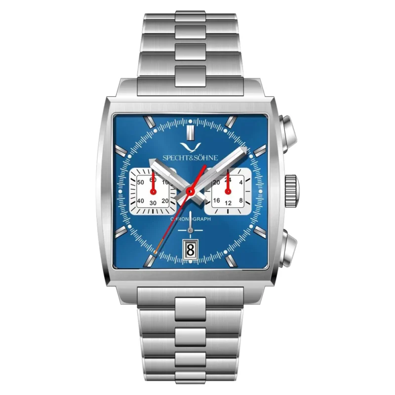 Luxury Rectangular Chronograph Quartz Watch with Stainless Steel Bracelet and Calendar Function - Image 20