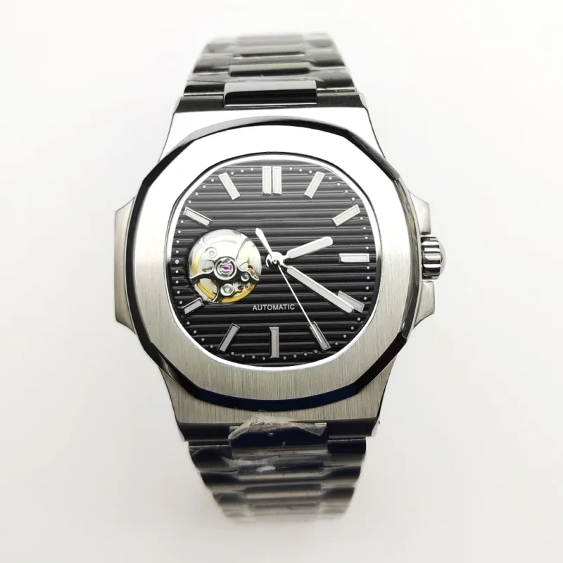 Luxury Square Automatic Watch with Sapphire Crystal and Luminous Coffee Dial - Image 7