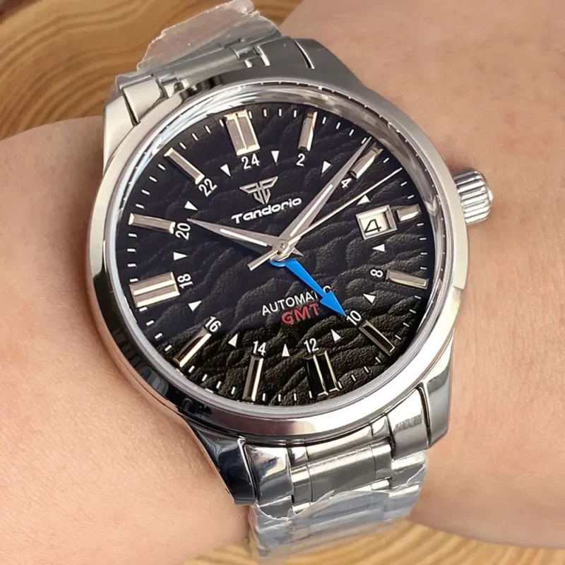 Professional GMT Automatic Watch with Dome Sapphire Crystal and Stainless Steel Bracelet - Image 15