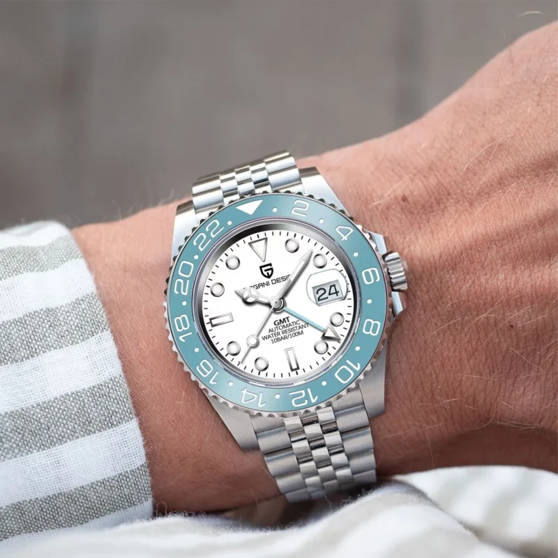 Professional GMT Automatic Watch with Sapphire Glass and Stainless Steel Bracelet - Image 5