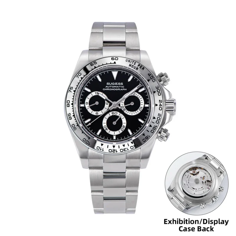 Professional Panda Dial Chronograph Automatic Watch with Ceramic Bezel and Stainless Steel Bracelet - Image 14