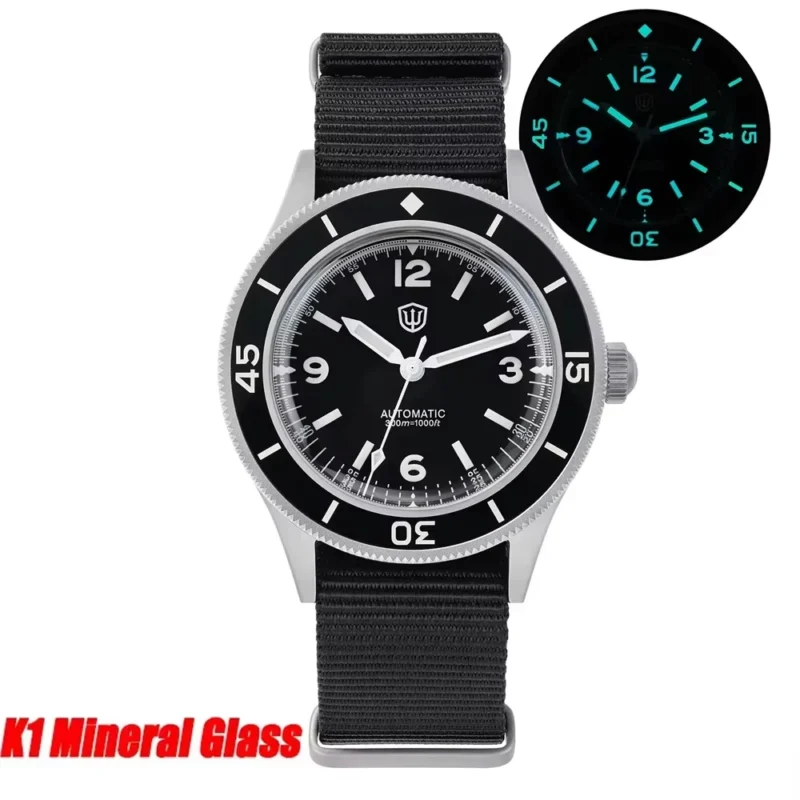 50-Fathoms Professional Dive Automatic Watch with Sapphire Crystal and Nylon Strap - Image 12
