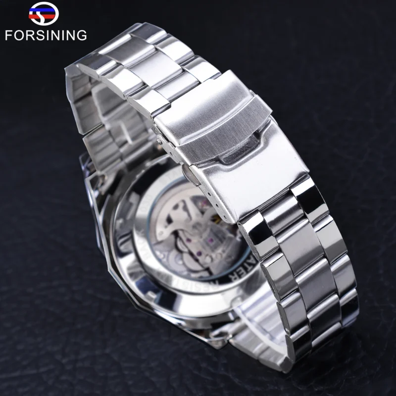 Luxury Skeleton Automatic Watch with Transparent Dial and Stainless Steel Bracelet - Image 6
