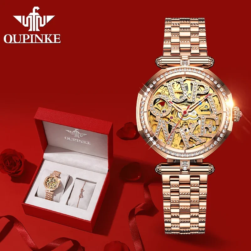 Luxury Women's Skeleton Automatic Watch with Sapphire Crystal and Ceramic Bracelet - Image 8
