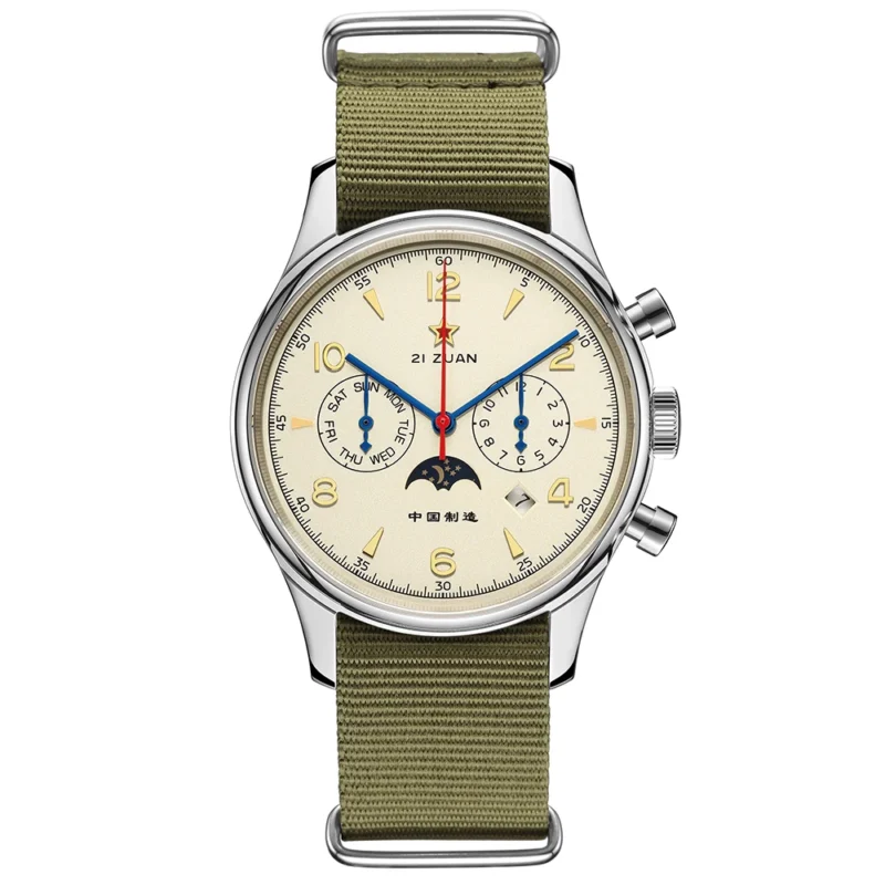 Military Pilot Automatic Watch with Calendar Week Display and Sapphire Crystal - Image 2