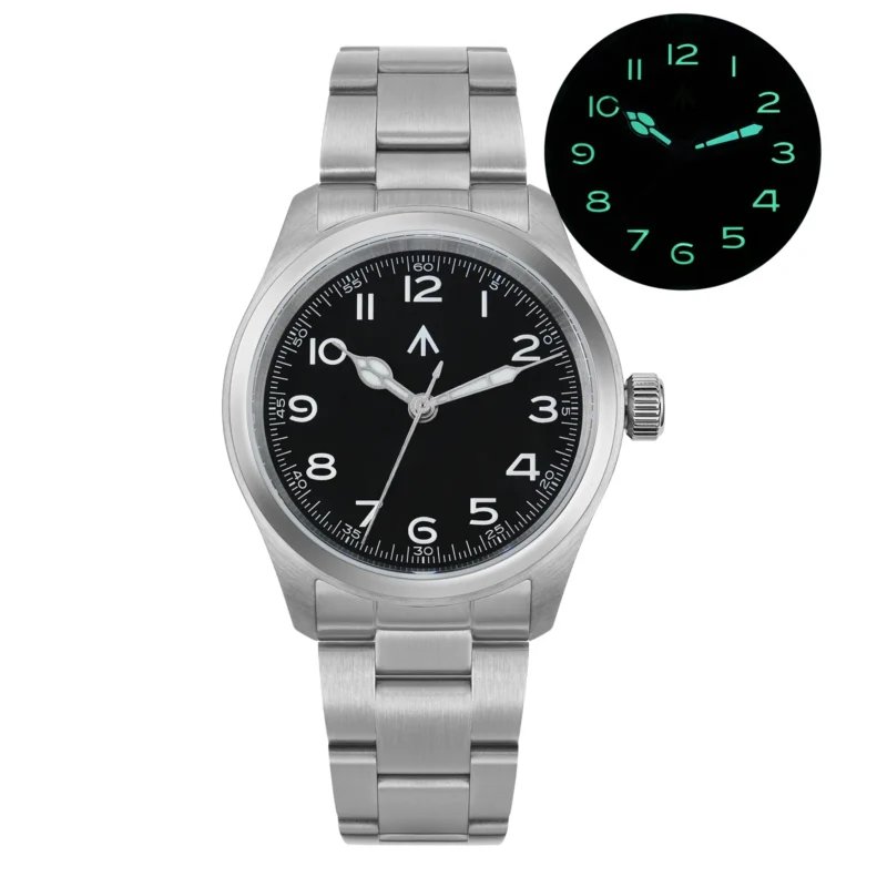 Military Vintage Quartz Field Watch with Double Sapphire Crystal and 10Bar Water Resistance - Image 12