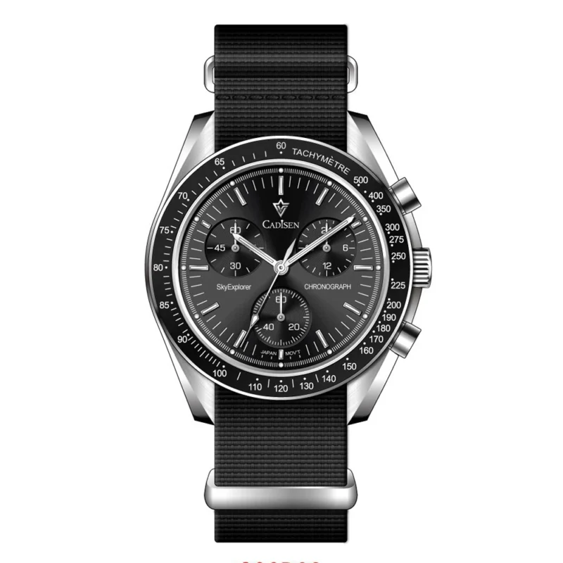 Classic Chronograph Quartz Watch with Sapphire Crystal and Canvas Strap - Image 9