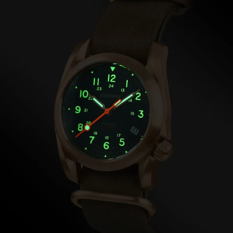 Voyager Bronze Field Automatic Watch with Sapphire Crystal and Leather Strap - Image 5
