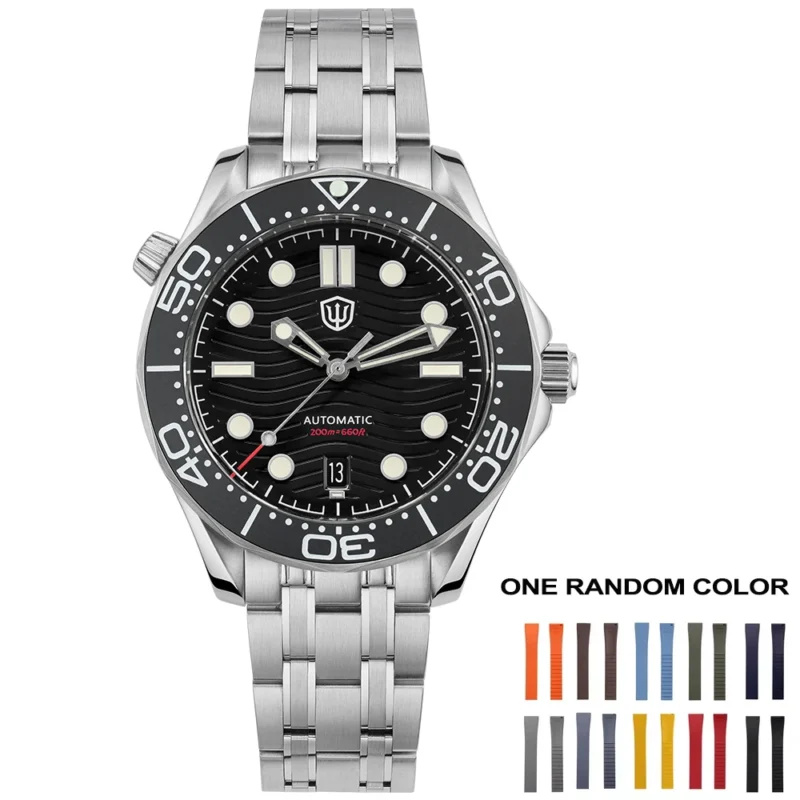 Professional 200M Automatic Dive Watch with Sapphire Crystal and Stainless Steel Bracelet - Image 9