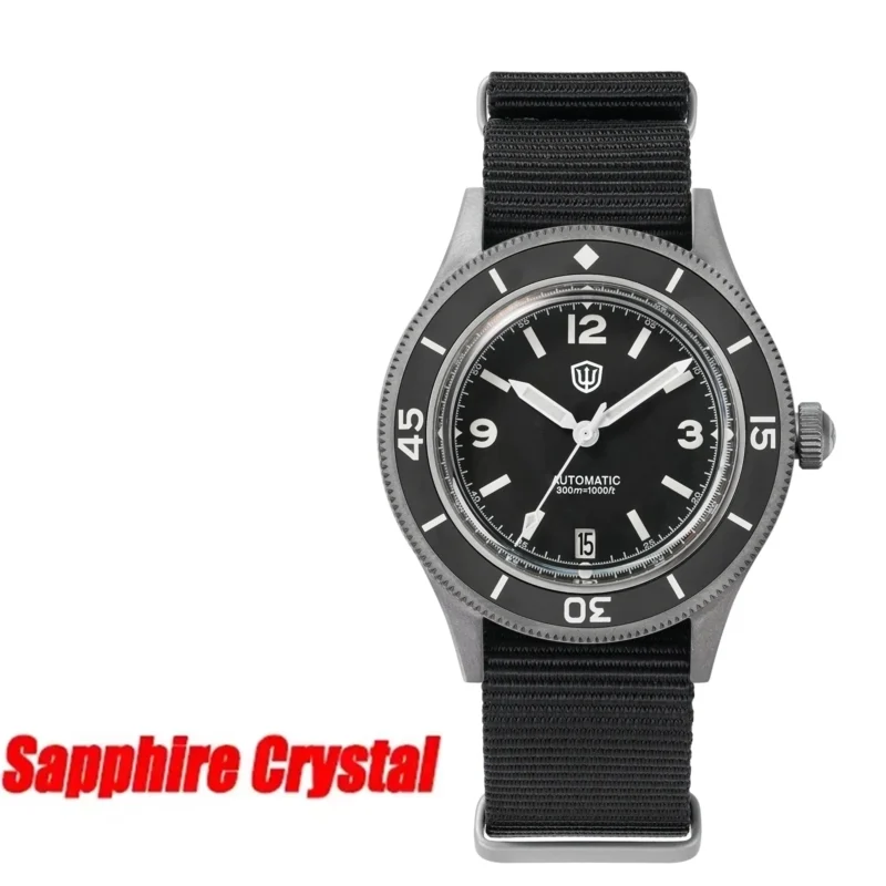 50-Fathoms Professional Dive Automatic Watch with Sapphire Crystal and Nylon Strap - Image 8