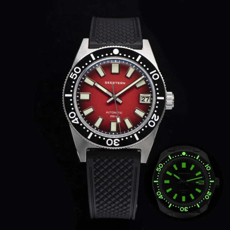 SEESTERN 62MAS Professional Dive Automatic Watch with Sapphire Crystal and Rubber Strap - Image 7