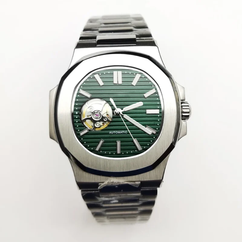 Luxury Square Automatic Watch with Sapphire Crystal and Luminous Coffee Dial - Image 9