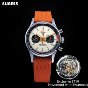 Pilot Chronograph Mechanical Watch with Swan Neck Movement and Sapphire Crystal