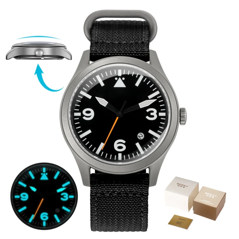 Professional Pilot Automatic Titanium Watch with Sapphire Crystal and Super Luminous Dial - Image 16